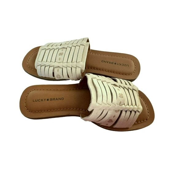 Lucky Brand Women’s Baneen Leather Strappy Slide Sandals Putty Sz 6.5M 36.5 NEW - Picture 6 of 6